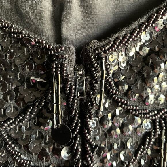 Vintage 1960s Black Beaded Sequin Fringe Blouse Size Small - Picture 11 of 15